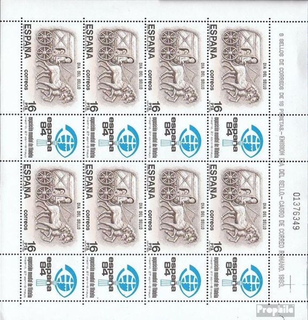 Briefmarken Spanien 1983 Mi 2604Zf Kleinbogen (kompl.Ausg.) postfrisch Tag der Briefmarke