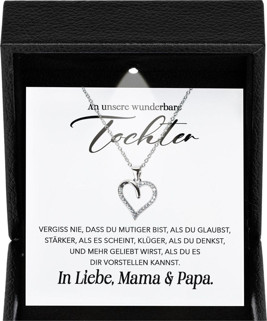 22Feels Tochter Geschenk von Eltern - Mädchen Schmuck Frauen Silber 925/000 Herz Halskette - Konfirmation Firmung 18. Geburtstag Weihnachten Schul...