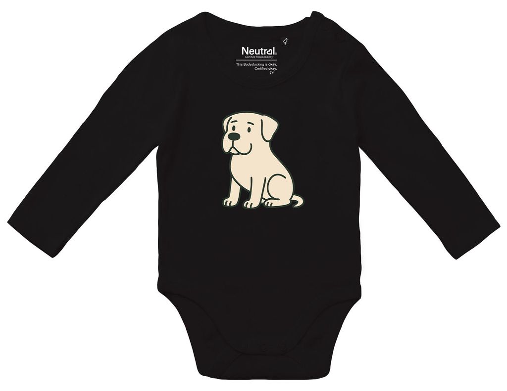 Huuraa Baby Body Mastiff Comic Masti 68 Black Baumwolle Fairtrade Langarmbody Geschenkidee