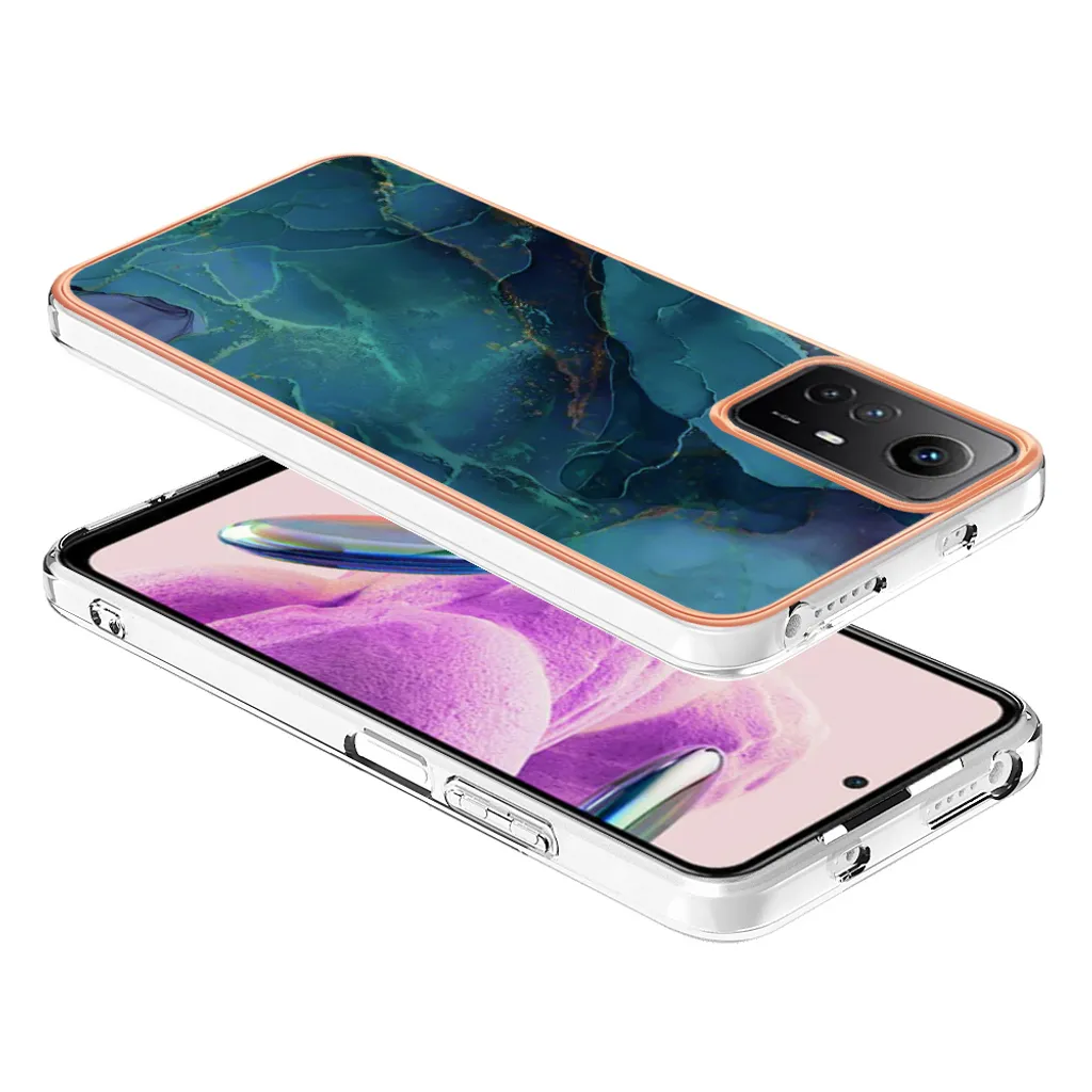SEAHAI Cover per Xiaomi Redmi 12 4G, Antiurto Protezione Silicone con Supporto Pieghevole Nascosto Kickstand Rugged Custodia Case - Blu
