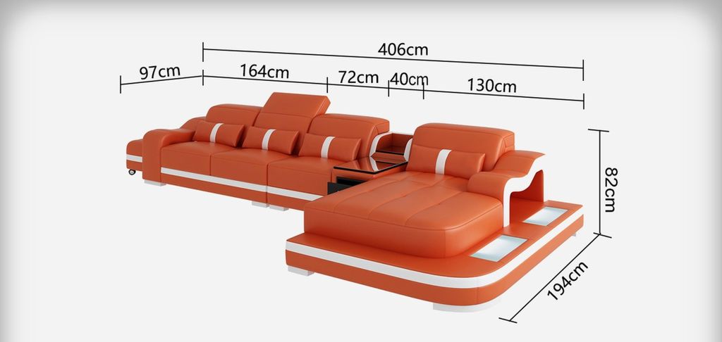 Ecksofa Stoff LForm Bettfunktion Couch Design Polster Textil Leder Eck Modern