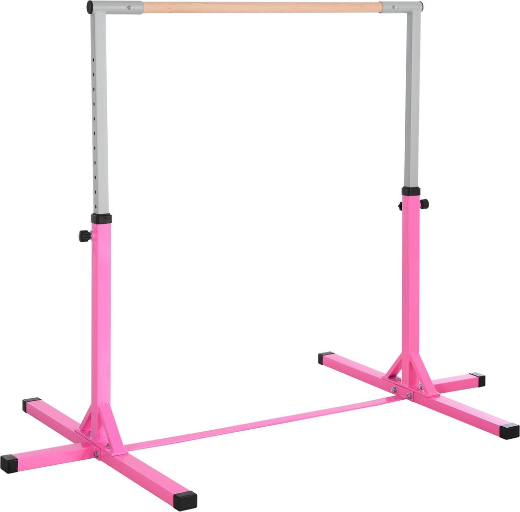 Höhenverstellbares 13-stufiges Turnreck aus Holz & Stahl, 75 kg belastbar für Kinder ab 3 Jahren, Indoor/Outdoor, Rosa
