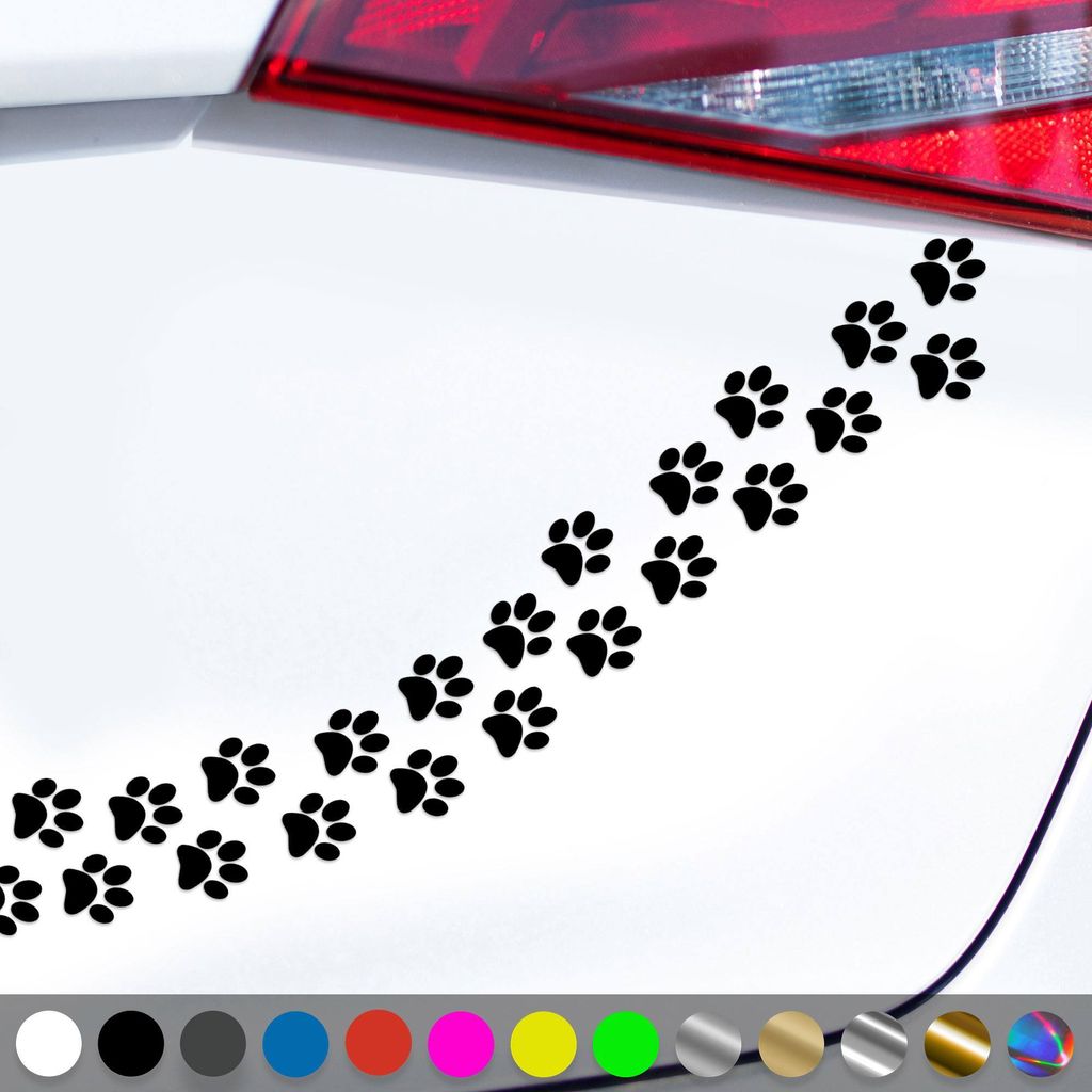 PantherPixel Hundepfoten Aufkleber Tiere Tatzen Katzenpfoten Sticker Auto Geschenkidee Farbe Schwarz