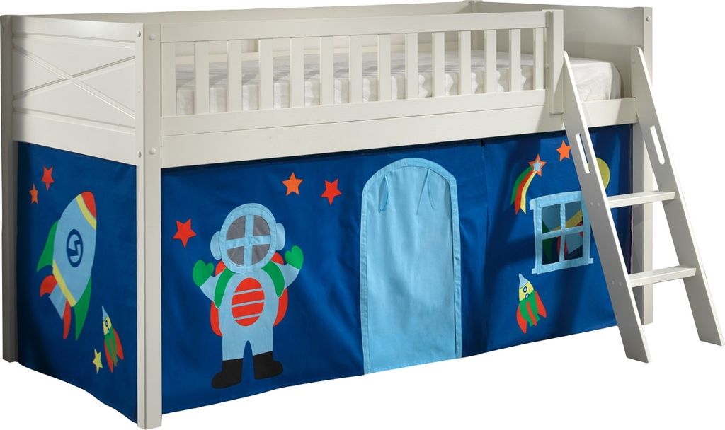 Spielbett >SCOTT< in Weiß Textilset Astro - 207,6x114x134,7 (BxHxT)