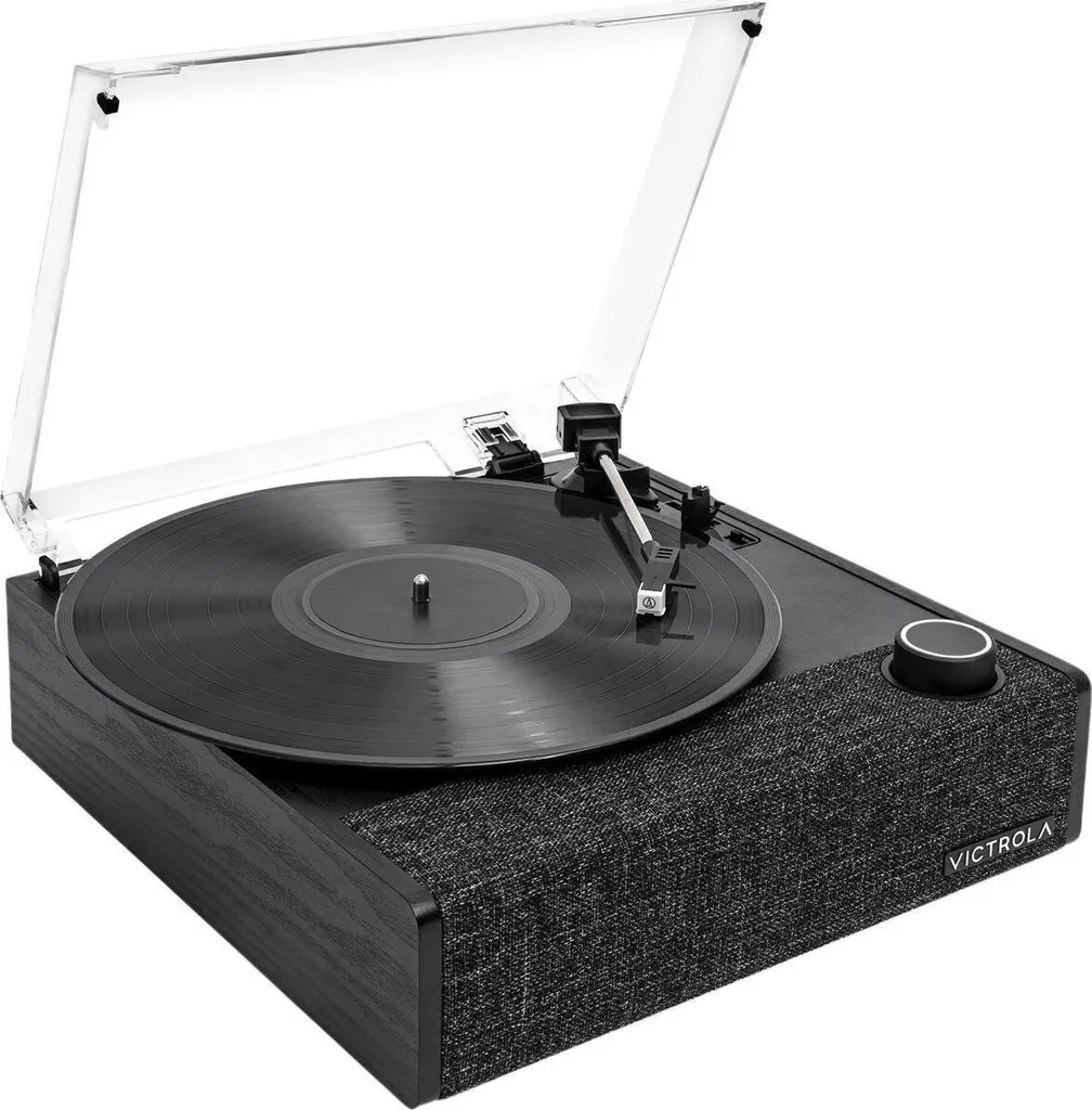 Tourne-disque vintage Victrola Eastwood II noir pour vinyles 33 et 45 tours