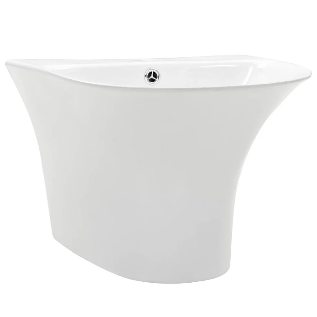 vidaXL Lavabo a parete in ceramica bianca 470×450×370 mm