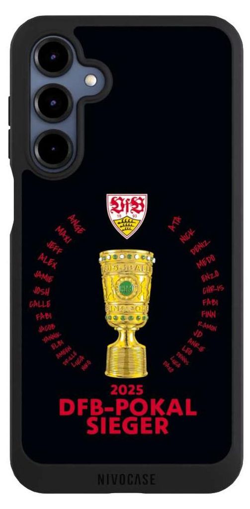 NIVOCASE Handyhülle für Samsung Galaxy A16 5G Hülle NIVOpure Case Schwarz Offizielles Lizenzprodukt Pokal VfB Stuttgart