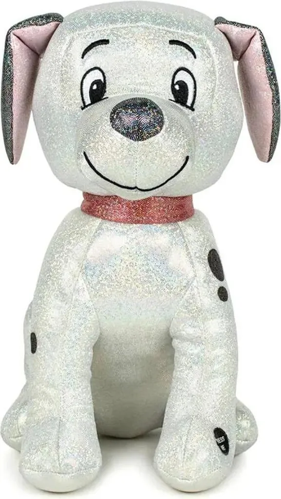 Peluche Disney 100 ans Lucky les 101 Dalmatiens à Paillettes et Son 30cm