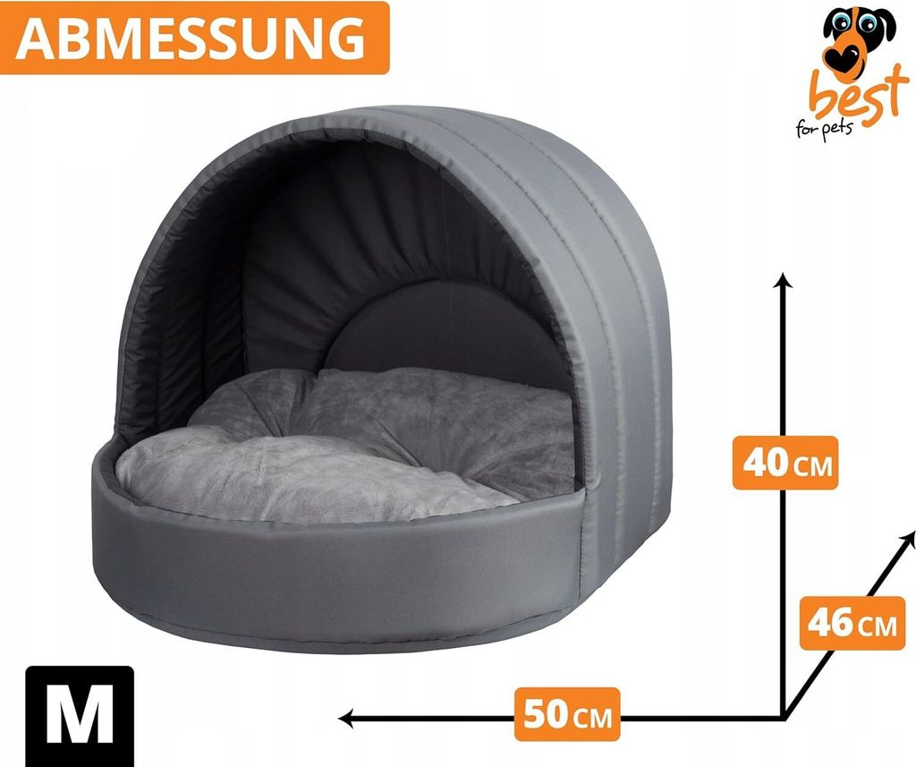 Hundehütte Hundebett Tierbett Katzenbett (Braun, 50x46 cm)