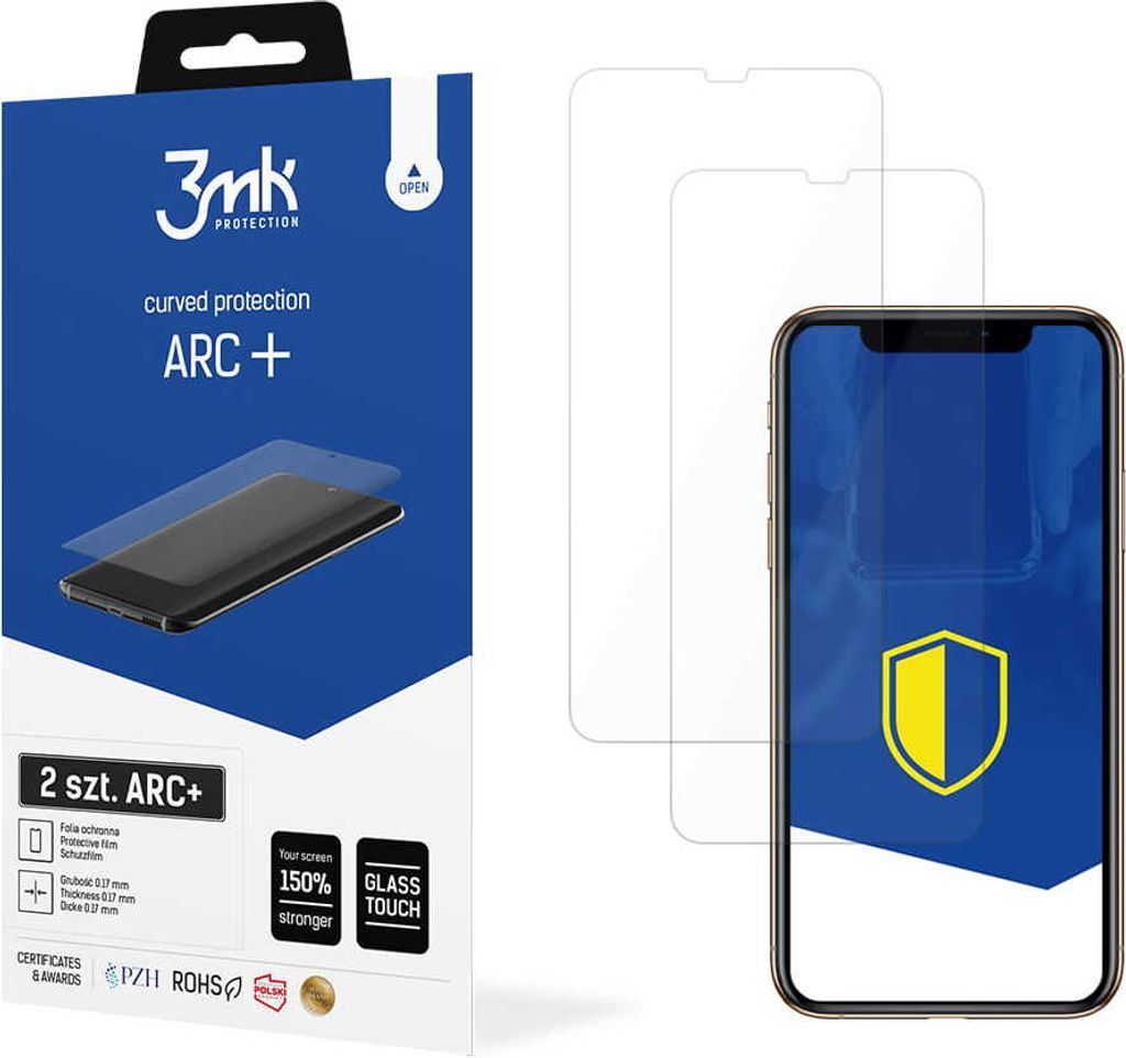 3mk Display Schutzfolie ARC+ für iPhone XS Max/11 Pro Max 0,17mm Self-Heal (2 Stück)