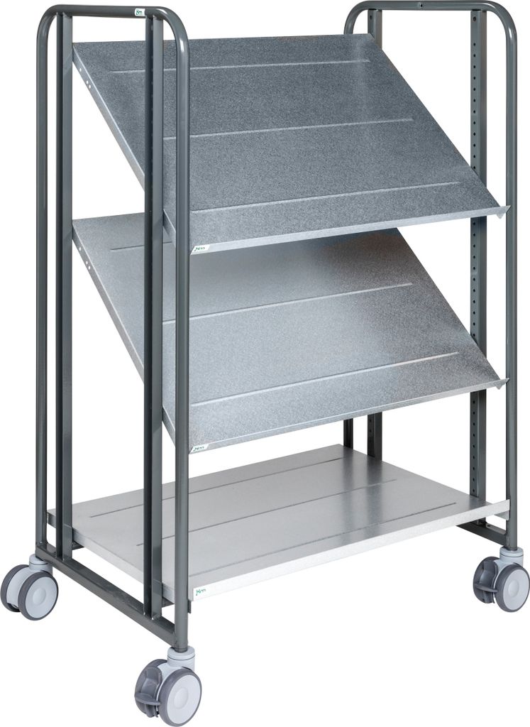 Kongamek Kommissionierwagen Serie 168 in dunkelgrau 877x638x1300mm mit 3 einstellbaren Böden und Bremse