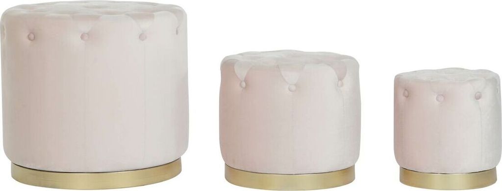 Reposapiés DKD Home Decor Rosa Dorado Madera MDF Terciopelo 60 x 60 x 54 cm (3 Stück)