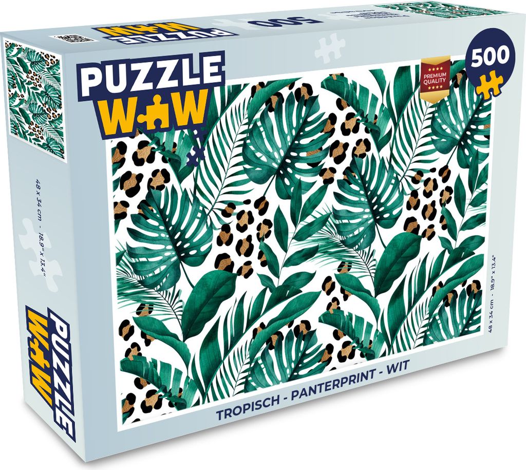 MuchoWow Puzzle 500 Teile Tropical - Pantherdruck - Weiß - 500 Teile - Kinder - Selberbauen - Puzzlespiele