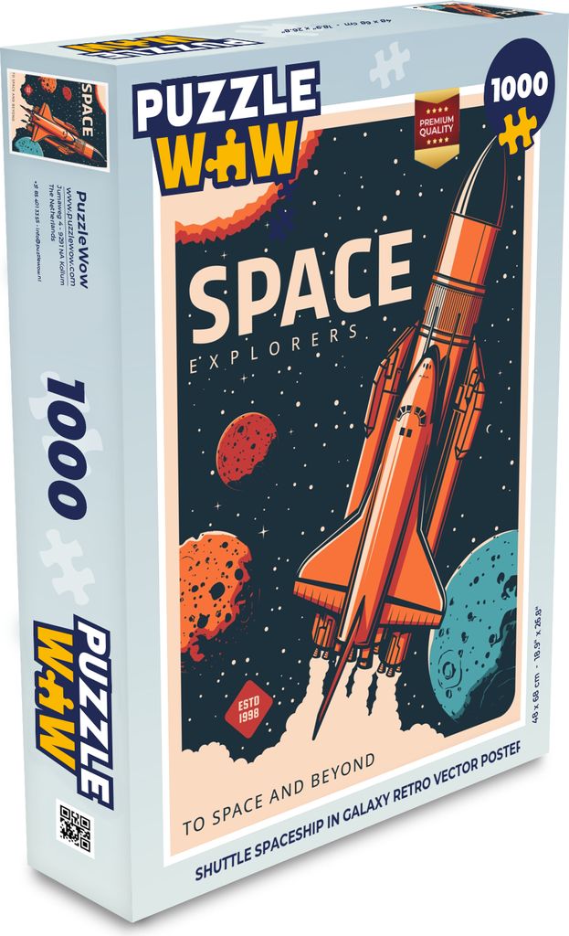 MuchoWow Puzzle 1000 Teile Weltraumforscher - Rakete - Vintage - Weltraum - Spielzeug - Alt und Jung - Spiele - Puzzeln