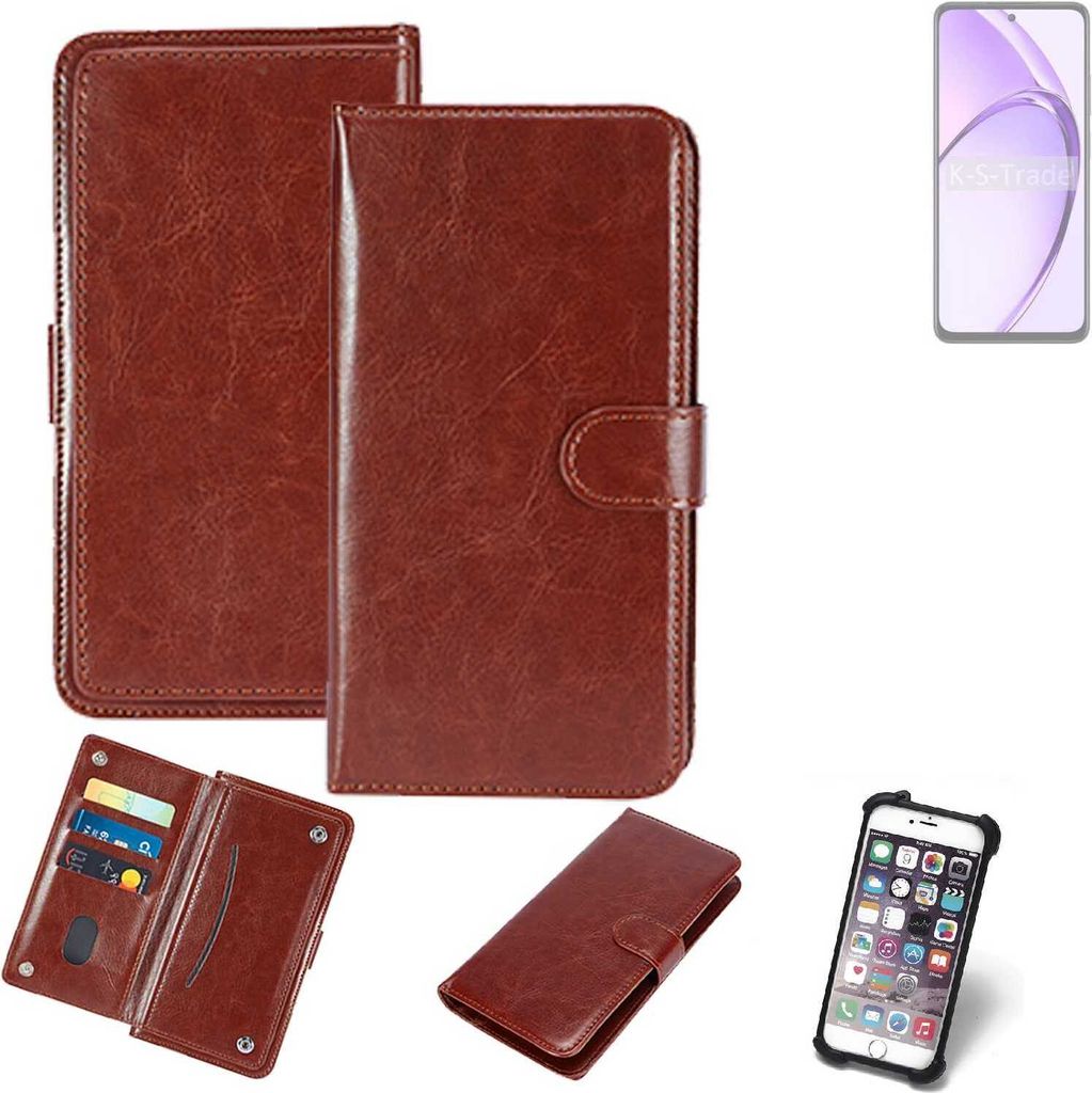 K-S-Trade 360° Hülle kompatibel mit Oppo A80 5G braun Kunstleder Case BookCase WalletCase Kunstlederederhülle Handyhülle, Rundumschutz Bumper (1x)