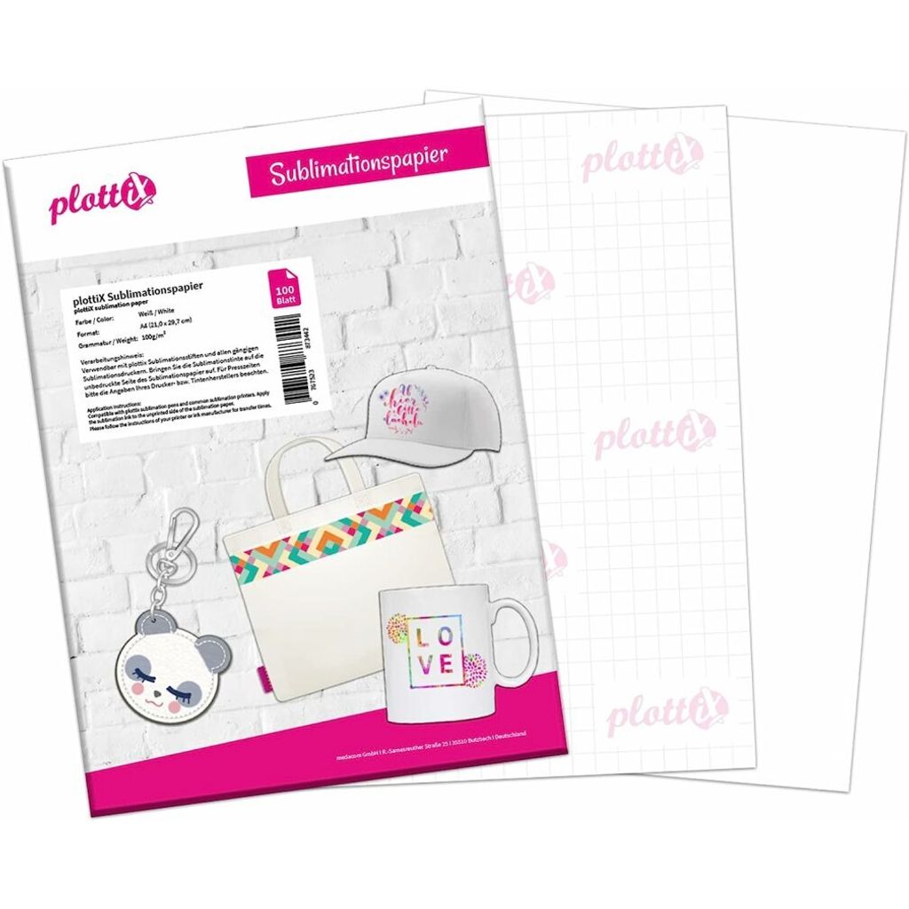 plottiX Sublimationspapier weiß, 100 Blatt Produktbild 