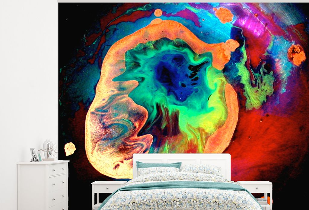 MuchoWow Fototapete für Wohnzimmer oder Schlafzimmer Wandtapete Vinyl Motivtapete Tinte und Farbe - 300x240 cm - Fototapeten