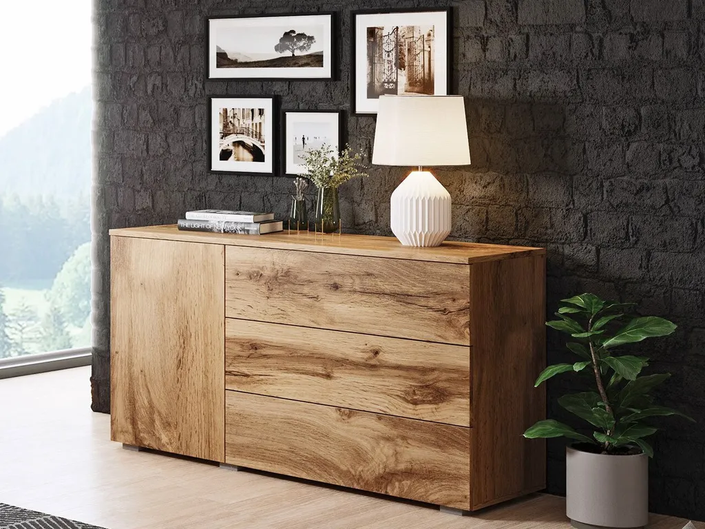 Commode MERISA 110 chêne wotan - Solution gain de place pour studio