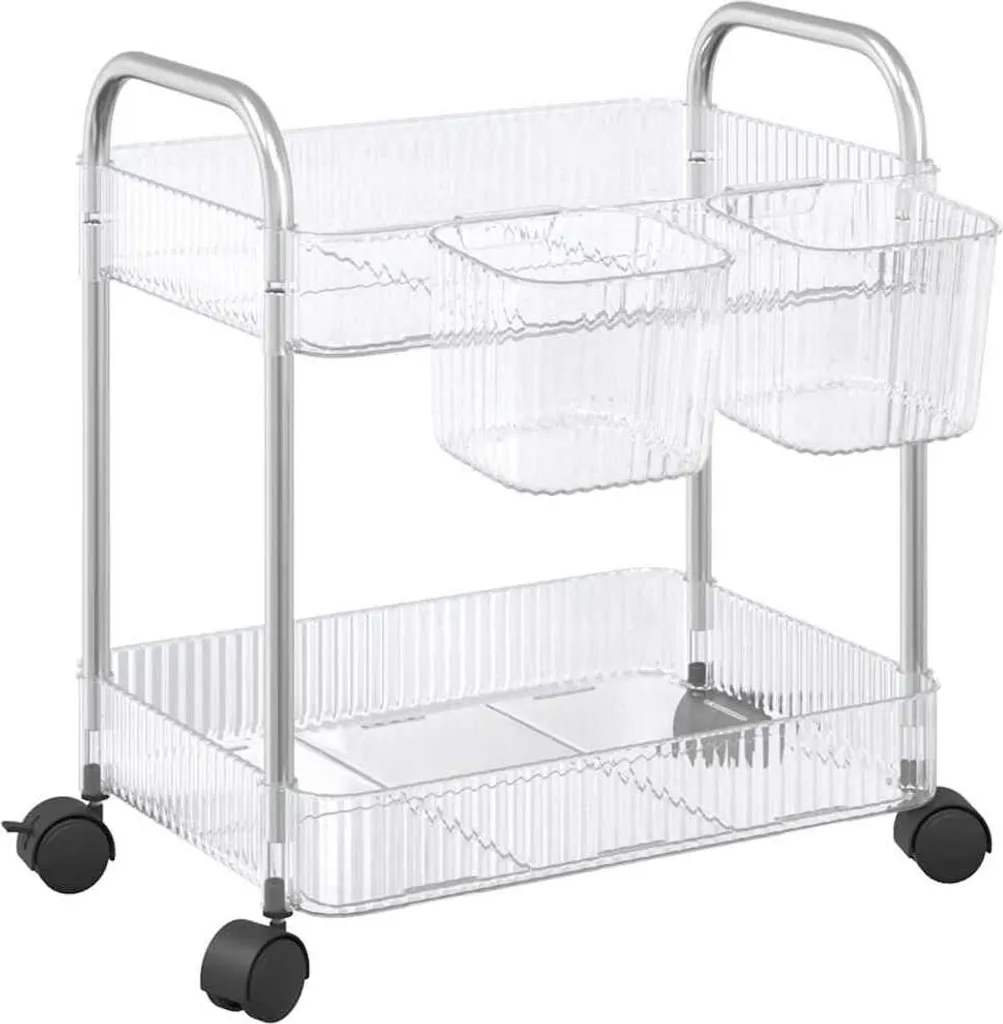 Chariot de service transparent pour cuisine et salle de bain 2 niveaux