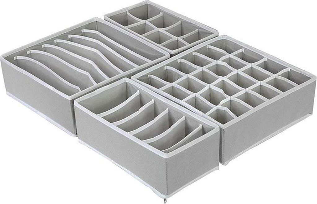 Sunrain 4er-Pack faltbare Schubladenorganizer in verschiedenen Größen, Socken- und Unterwäsche-Schubladenorganizer, Schreibtisch- und Kleidersch...