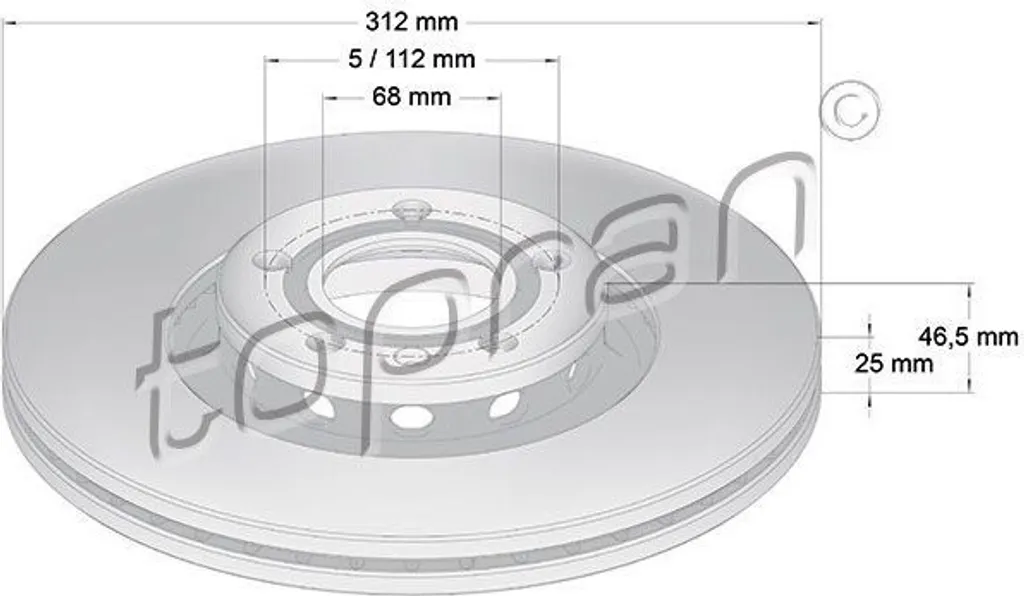 Disque de frein TOPRAN 110 078 pour Audi A4 A6 et VW Passat 3B0615301B