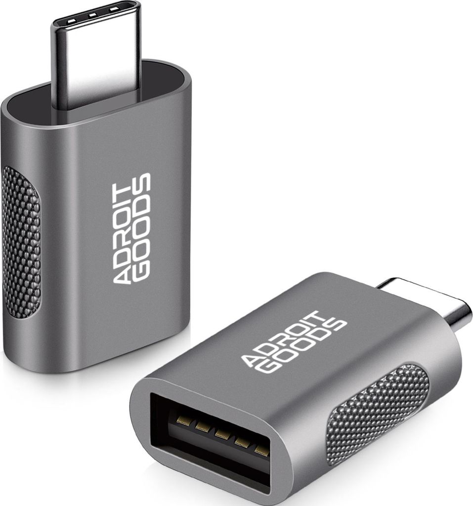 AdroitGoods 2x USB-C auf USB-A Adapter - USB 3.1 - Konverter - Aluminium Grau - Silikongriff