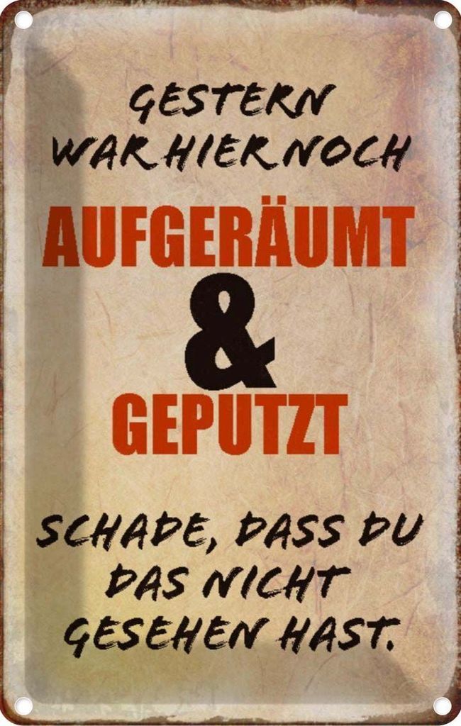 vianmo Blechschild 18x12 cm Gestern war hier noch Produktbild 