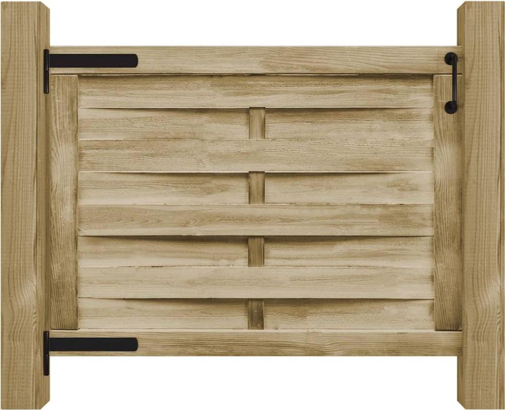 A wooden garden gate shown against a white background.