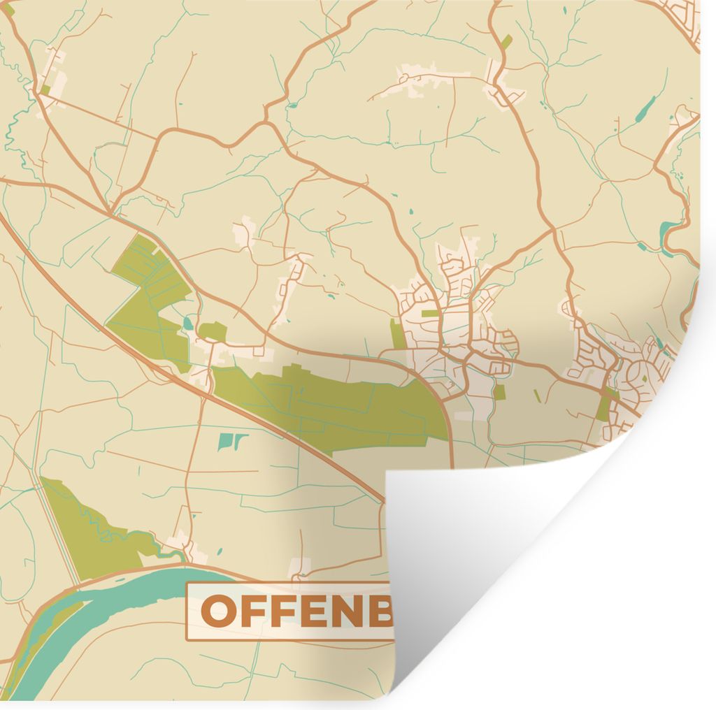 MuchoWow Wandtattoo Wandsticker Wandaufkleber Offenberg - Stadtplan - Vintage - Karte 50x50 cm Selbstklebend und Repositionierbar - Selbstklebend...