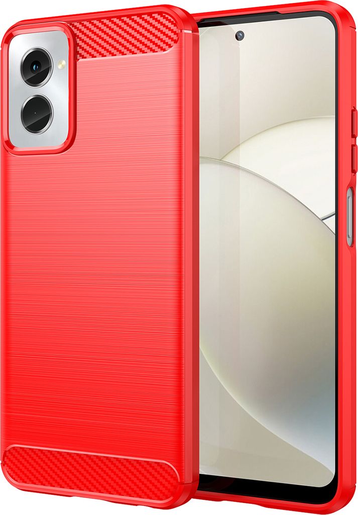 Hülle für Motorola Moto G Power 2024 Carbon-Faser Weich TPU Silikon Stoßfest Handyhülle Rot