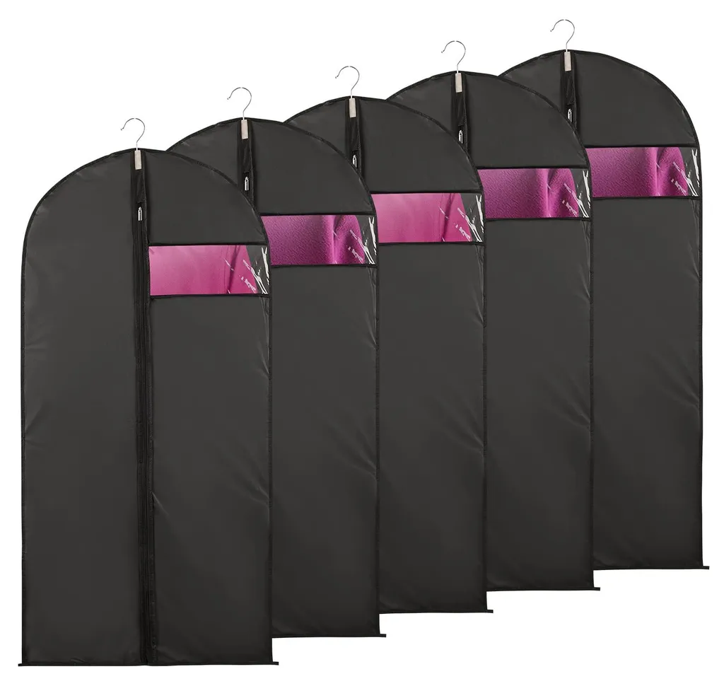 Housses de rangement pour robes et manteaux lot de 5 sacs zippés noirs