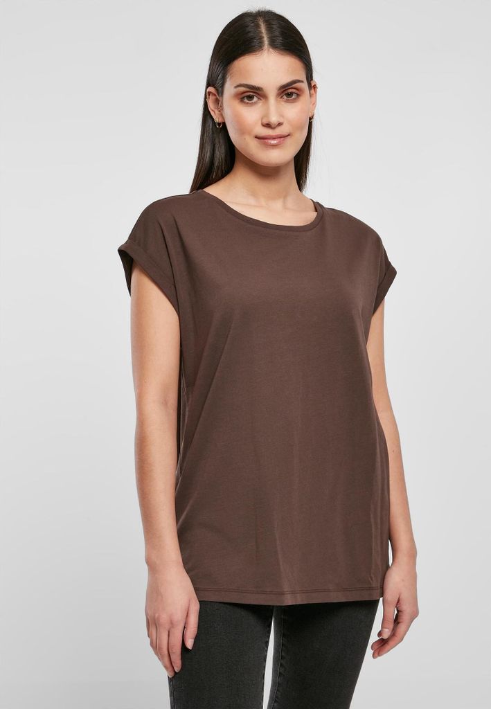 Urban Classics Ladies Organic Extended Shoulder Tee brun - Image du produit 
