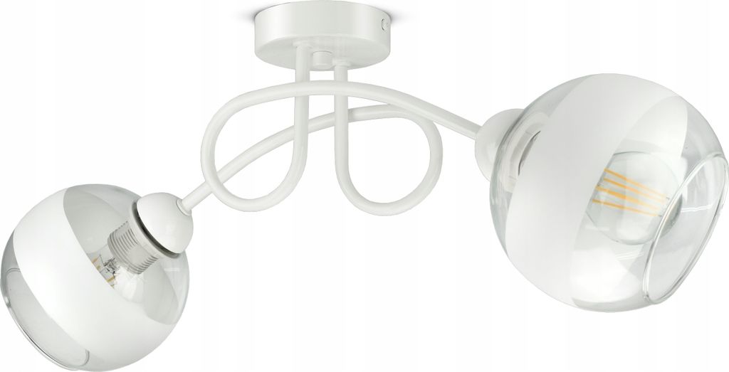 LUXOLAR - Led Deckenleuchte - Deckenlampe 2 flammig Weiß E27 60W - Hängelampe wohnzimmer für Wohnzimmer, Küchen - Weiß Glas Kugeln
