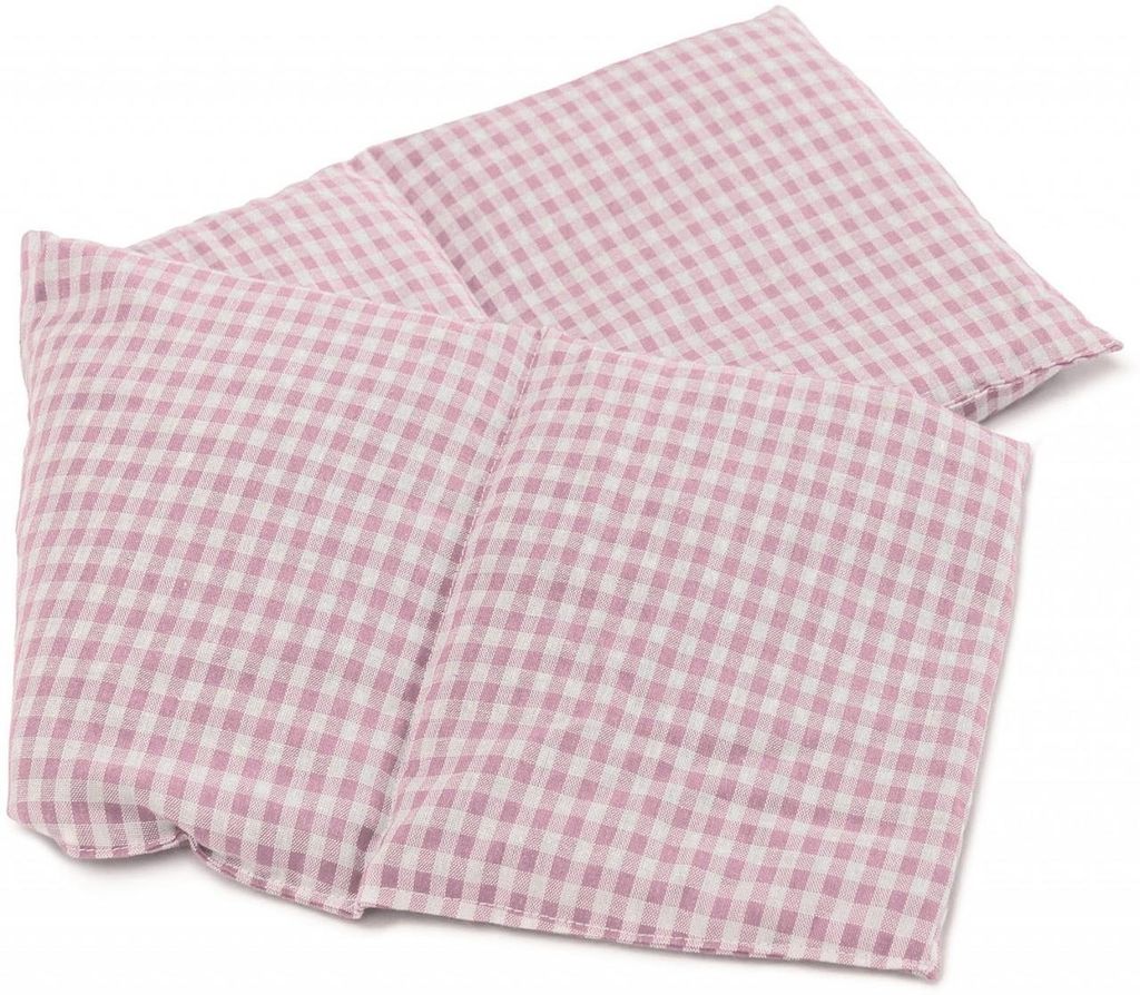 Bio-Bio 4-Kammer Körnerkissen 20x60cm - Bio-Füllung & Bio-Stoff rosa-weiß - Wärmekissen für Mikrowelle und Backofen