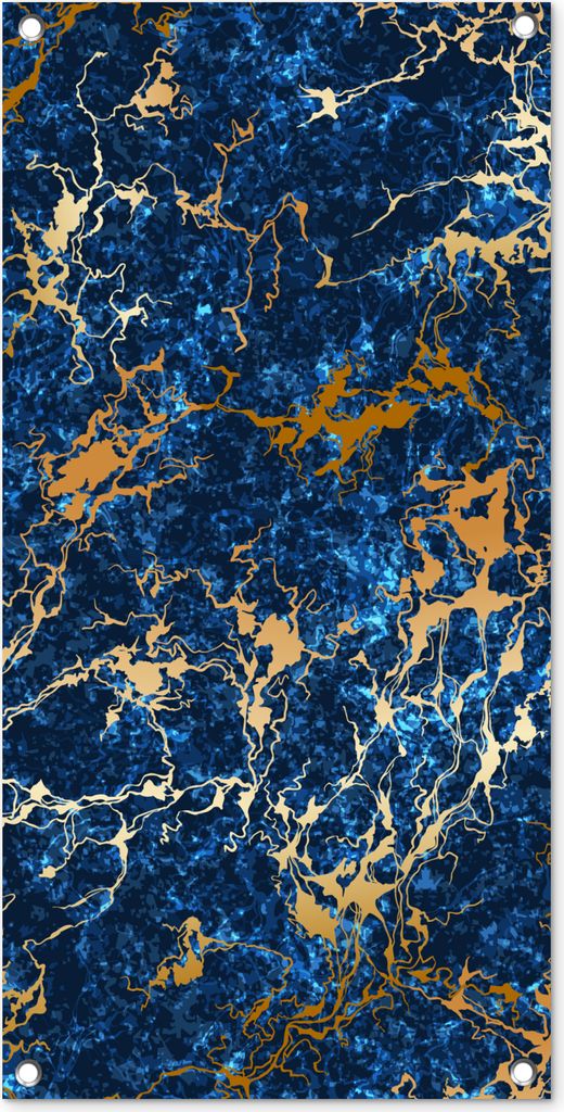 MuchoWow 40x80 cm Outdoor-Poster Gartendeko Sichtschutz Garten Poster für den Garten Marmor - Textur - Gold - Blau