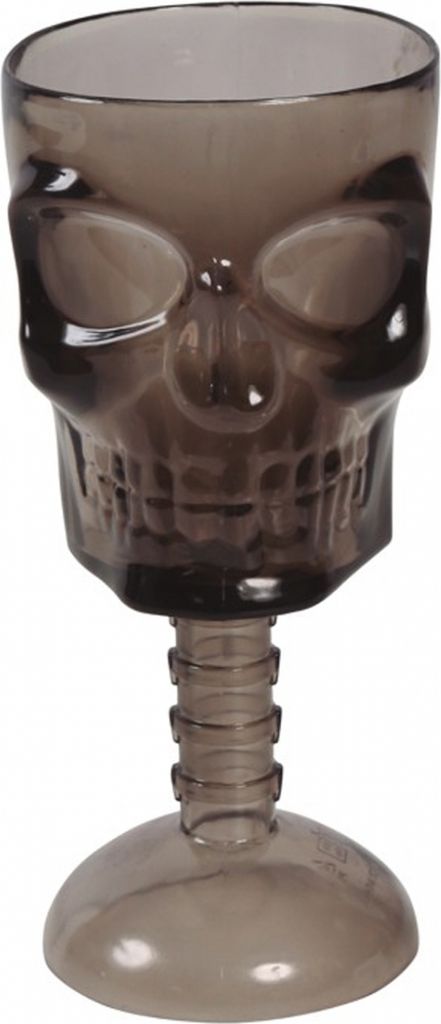 Totenkopf Kelch mit Skelettwirbelsäule als Halloween Geschirr