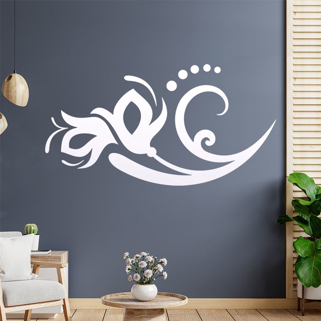 Blume - Linien Punkte Wandtattoo in 6 Größen - Wandaufkleber Wall Sticker - Dekoration, Küche, Wohnzimmer, Schlafzimmer, Badezimmer