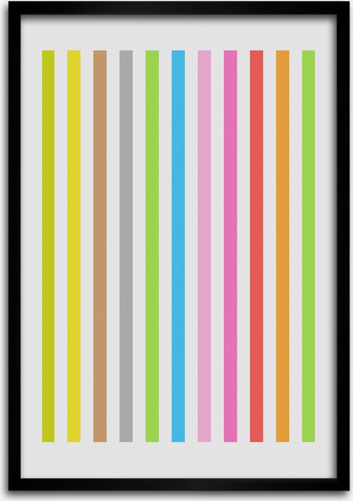 Bild - Bilderrahmen - 50 cm x 70 cm - MDF - Rahmen - Wandkunst Farbige Streifen