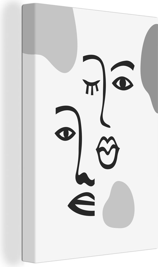 OneMillionCanvasses - Leinwandbilder - 90x140 cm, Gesicht - Schwarz - Weiß, Wandbilder Kunstdruck Wanddekoration - Wandschmucke - Schlafzimmer