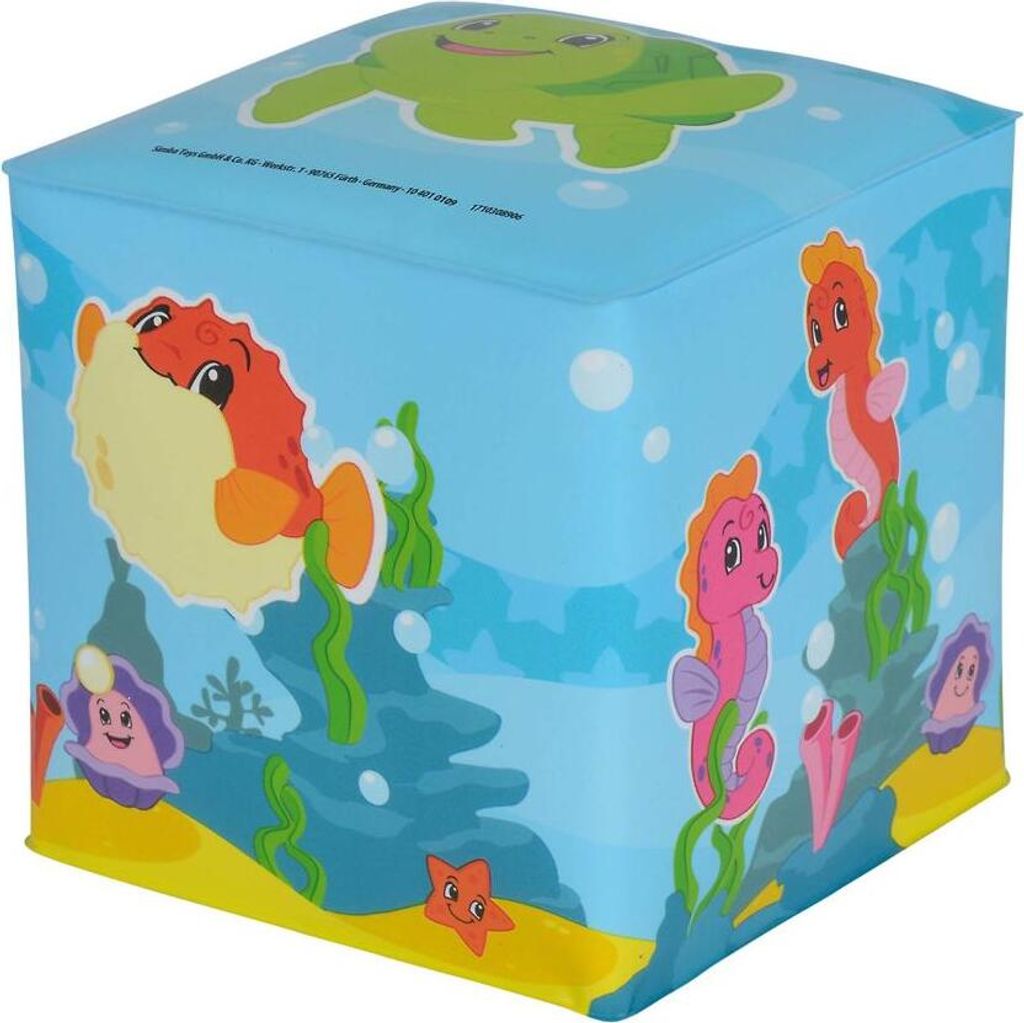 Simba ABC Badewürfel, Würfel, Badespielzeug, Quietscher, Kinder, Baby, Spielzeug, 10 x 10 cm, 104010109