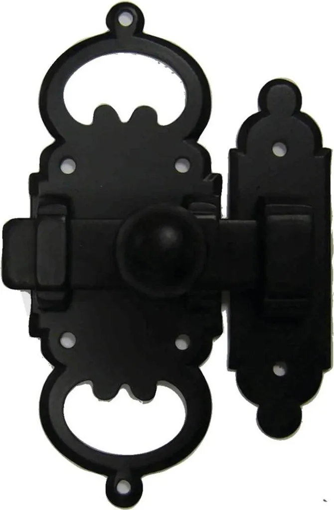 Verrou de Porte Targette en Fer Noir 100x38mm Style Ancien Bouvet 682