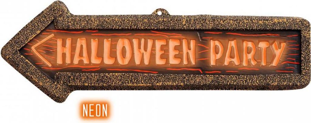 Halloween Party Hinweisschild - Orange Neonfarben 56 x 17 Produktbild 