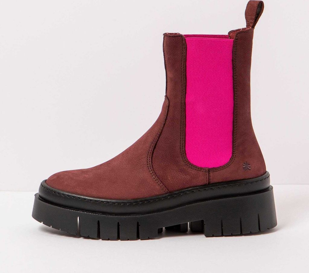 Art Schnürstiefel Damen 1954 NOBUCK BURDEOS-FUCSIA/AMBERES Farbe Rot