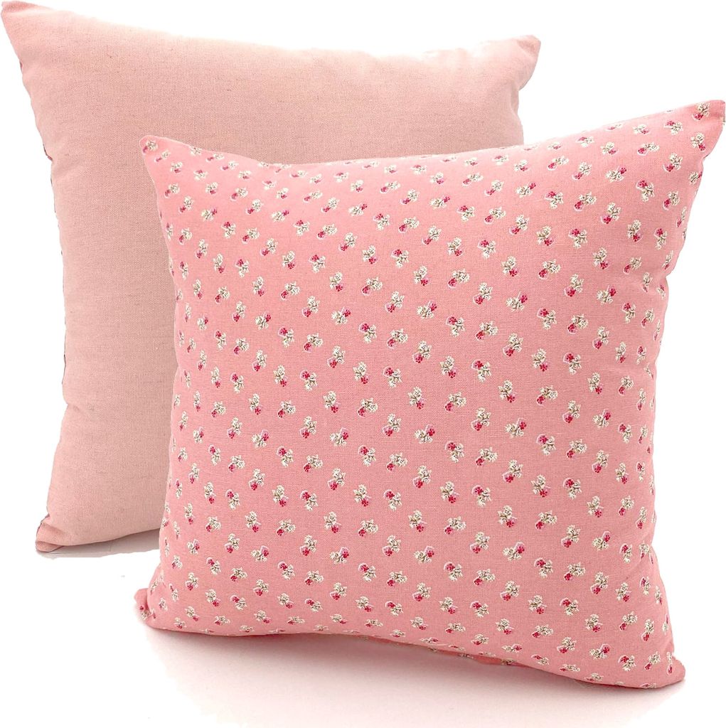 Deko Kissen Tilda Stoff Rosen Rosa Hellblau Kissenhülle 40x40 Landhaus Typ740