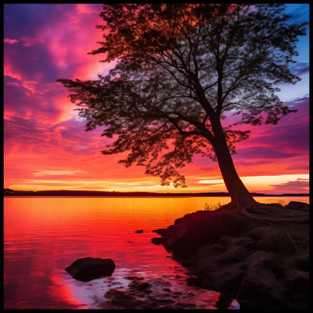 Plakat 80x80cm Dämmerung über dem Wasser