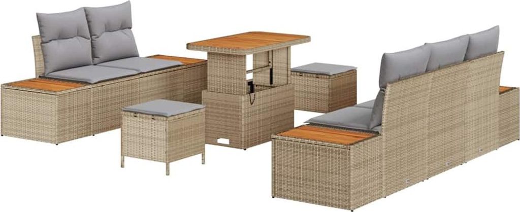 Gartensofa-set 8 pcs Beige Poly-Rattan