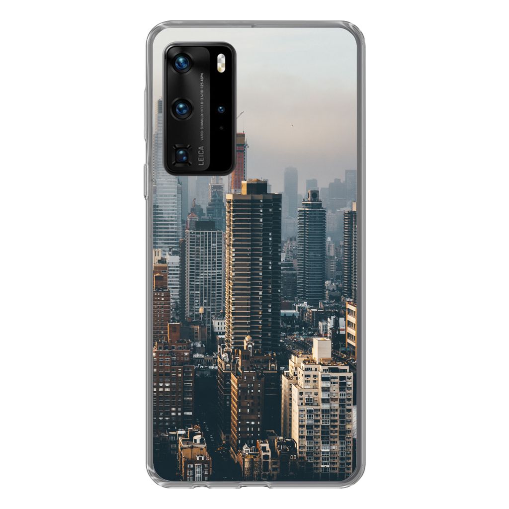 MuchoWow Handyhülle Schutzhülle Hülle für Huawei P40 Pro New York - Skyline - Amerika Silikon Softcase Handy Hülle - Schutz