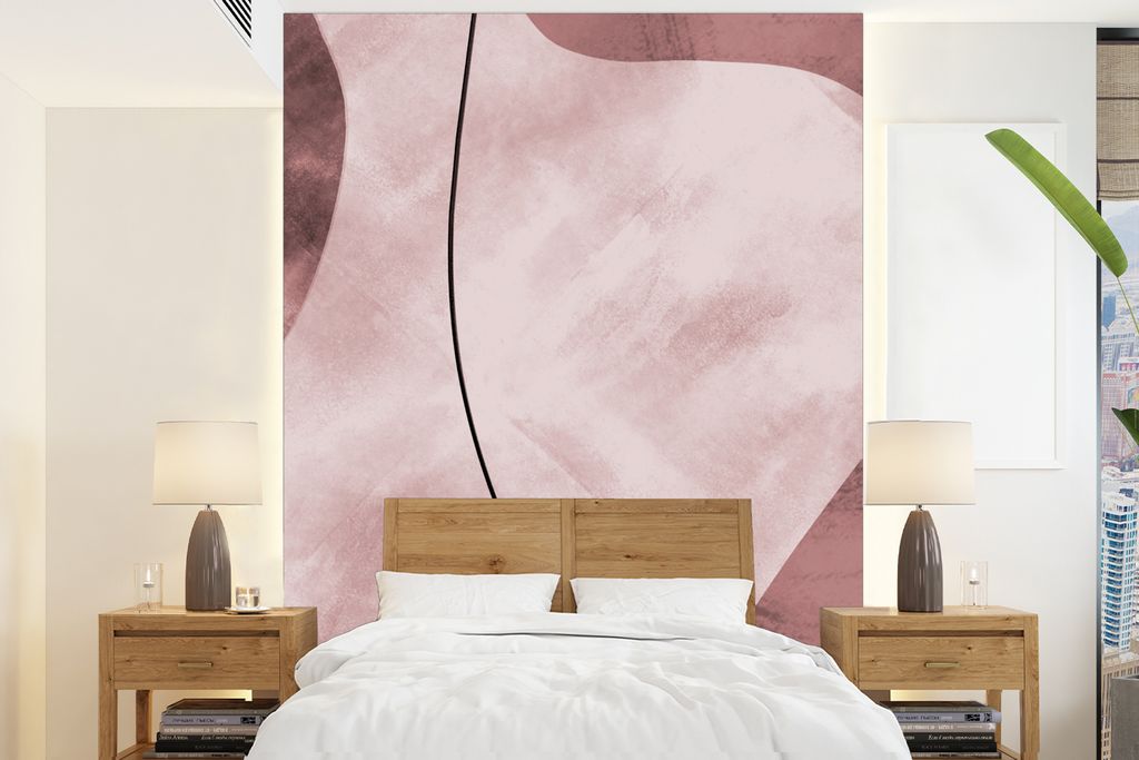 MuchoWow Fototapete für Wohnzimmer oder Schlafzimmer Wandtapete Vinyl Motivtapete Abstrakt - Formen - Farben - Kunst - 165x220 cm - Wanddekorati...