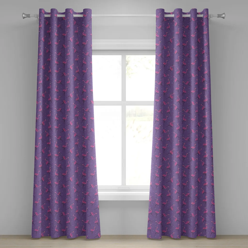 Paire de rideaux déco enfant à motifs flamants roses 280 x 245 cm