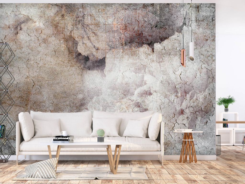 Vlies Fototapete Betonoptik 400x280 cm Tapeten Wandtapete XXL Blumen Natur Vintage wie gemalt b-A-10244-a-a